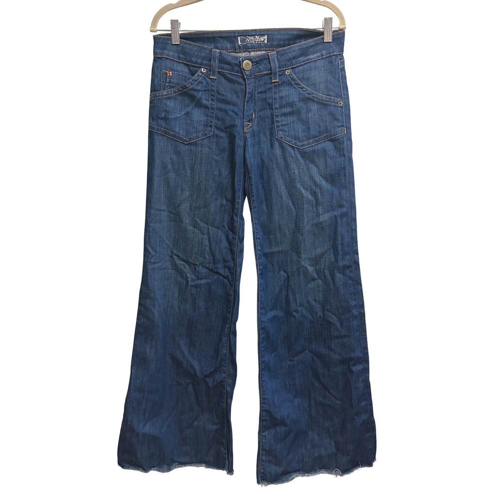 Hudson Y2K Dix Wide Leg Raw Hem Blue Denim Flap Pocket Jeans W376DIX 28